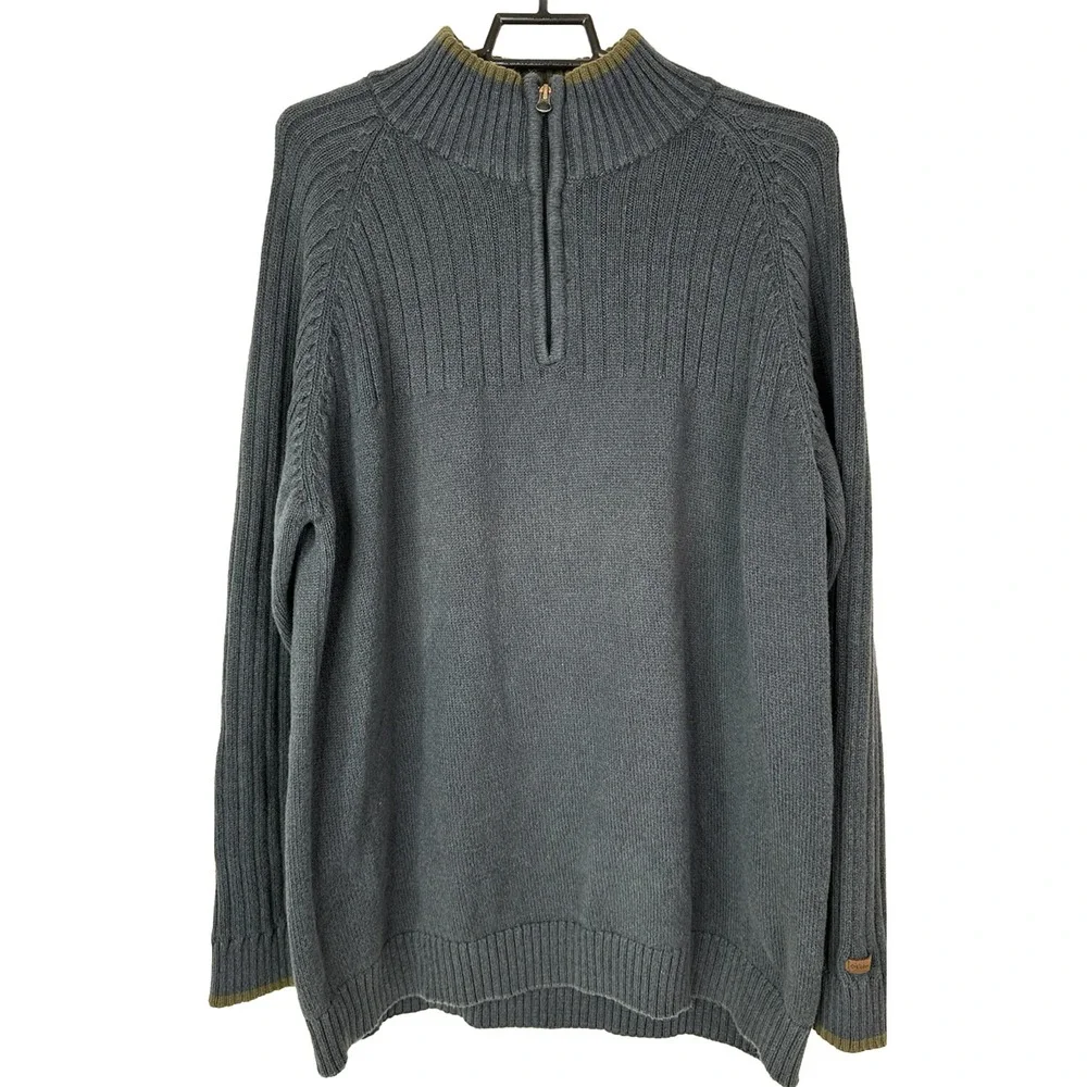 Columbia‎ Mens XXL Sweater 1/4 Zip Pullover Gray Knit Ribbed Mock Neck